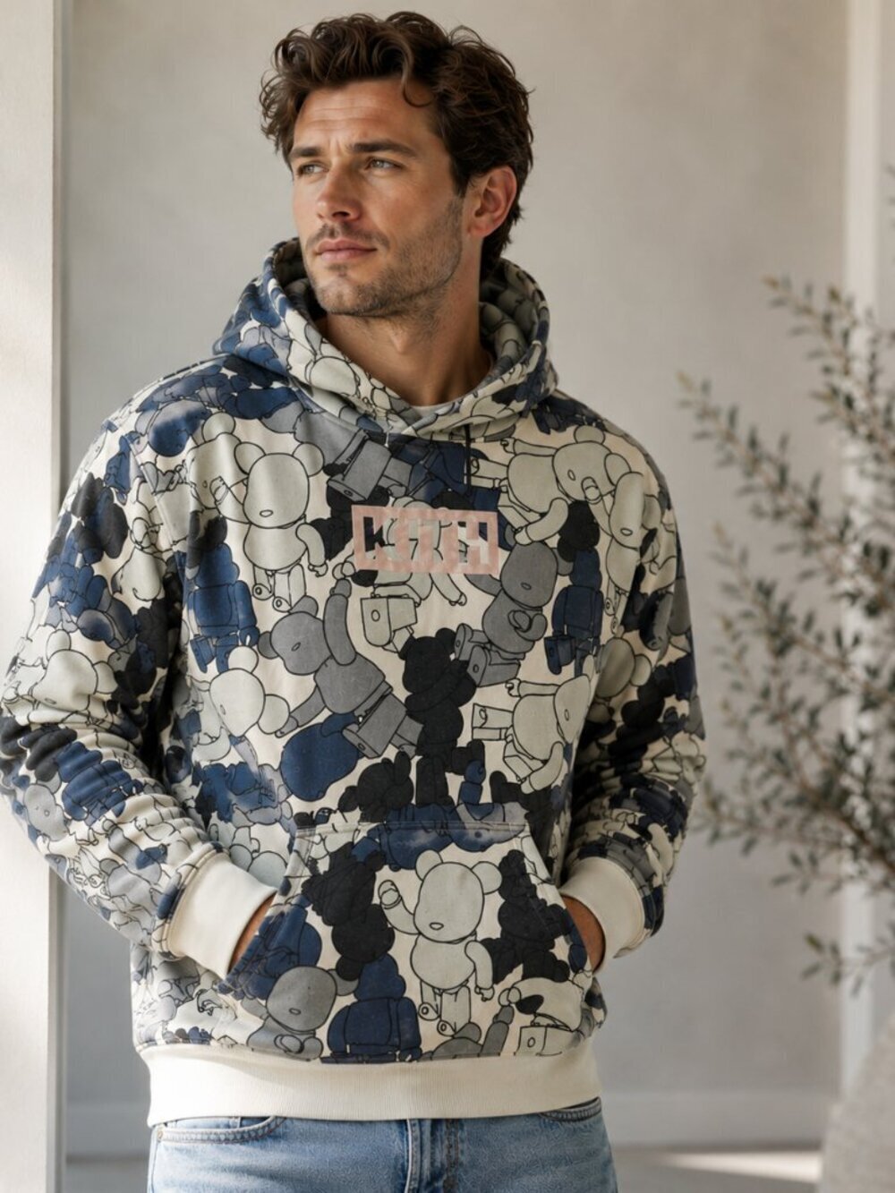 KITH x BE@RBRICK All-Over Print Hoodie Sweatshirt  Size Large